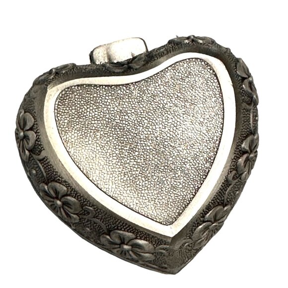 Heart-Shaped Floral Metal Trinket Box With Velvet Lining 2" Small Keepsake Jewel - Picture 11 of 11